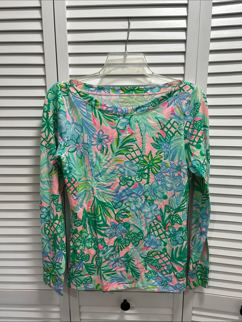 Lilly Pulitzer Floral Tropical Long-Sleeve Tee - Pink & Green